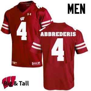 Men's Wisconsin Badgers NCAA #4 Jared Abbrederis Red Authentic Under Armour Big & Tall Stitched College Football Jersey OV31T57TR